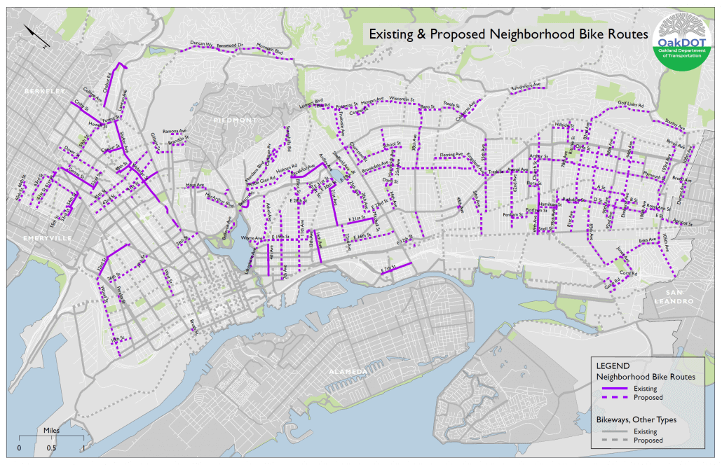Oakland Bike Route Map is outline for COVID open streets