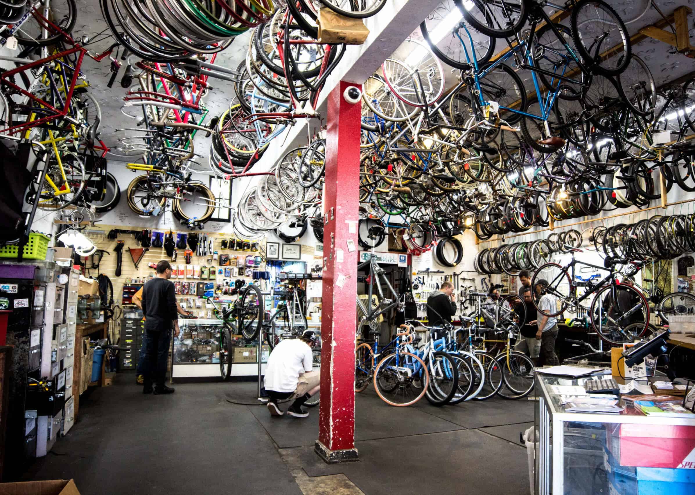 Inside Bikerowave community bicycle shop