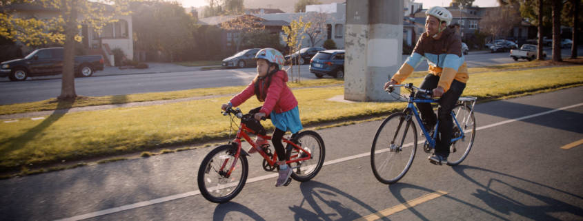 Father and daughter bike path