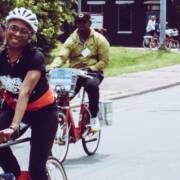 Group bike ride through middle of street